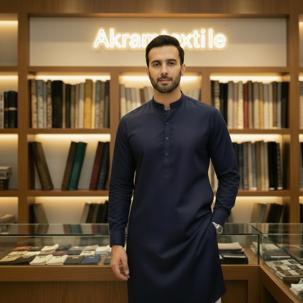 Navy-Blue Premium Latha.